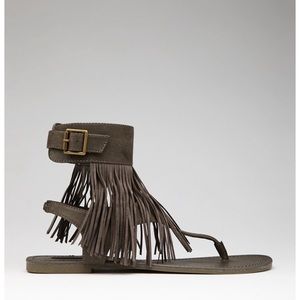 Forever 21 Gray Fringe Ankle Sandals